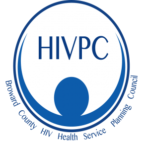 The image is a logo for the Broward County HIV Health Services Planning Council. It features a blue circle with the letters "HIVPC" in white. Inside the circle, there's a white silhouette of a person. The text "Broward County HIV Health Services Planning Council" is written in blue around the outside of the circle. This logo represents the council's commitment to providing health services for individuals with HIV in Broward County.